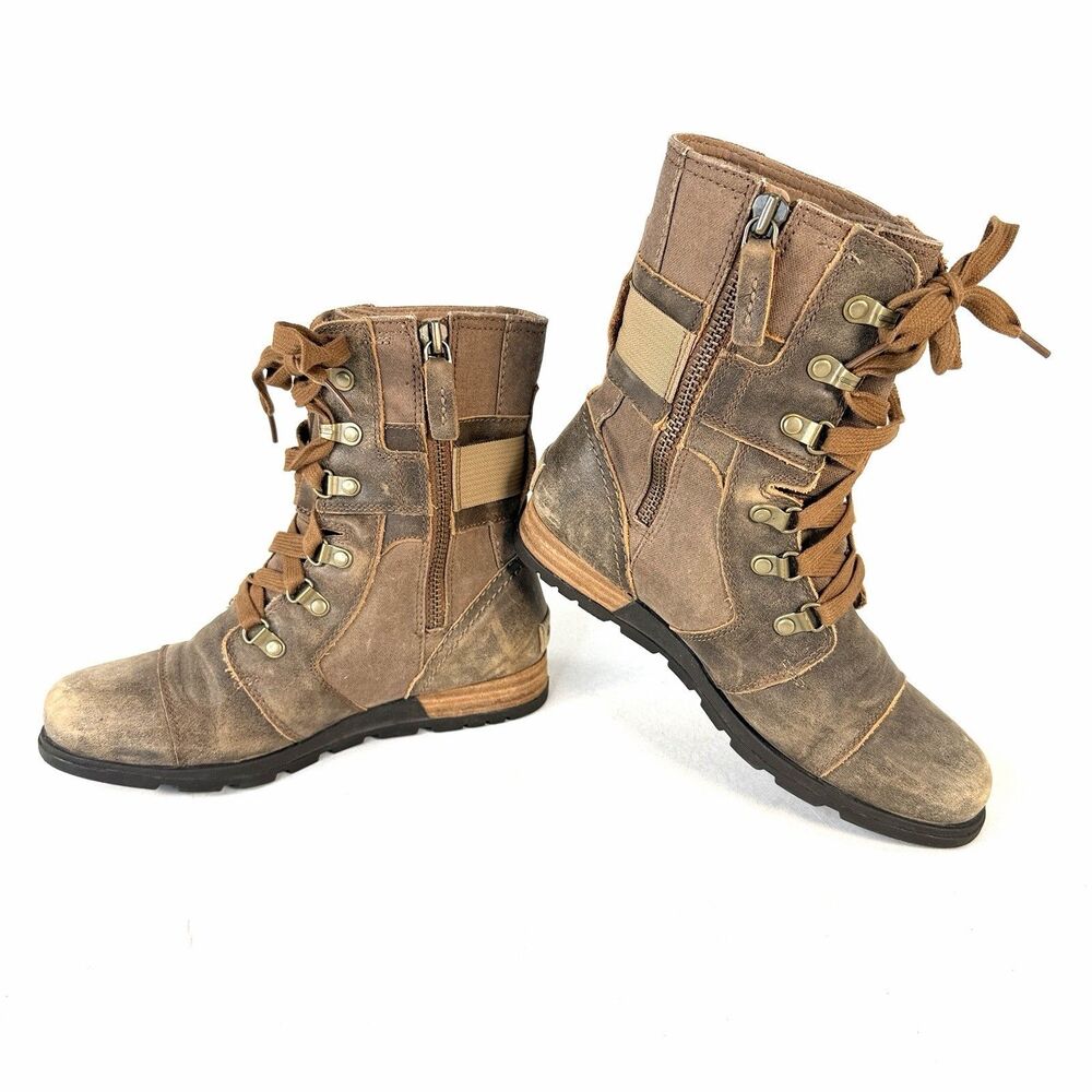 Sorel Major Carly Ankle Boot Side Zip Lace Up Women’s 6.5 Nutmeg/Flax NL2157-260